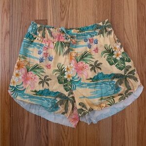 Shore Yellow Tropical Print Shorts NWT Size M